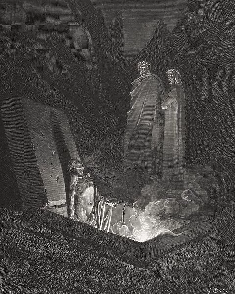 Engraving By Gustave Dore 1832-1883 French Artist And Illustrator For Inferno By Dante Alighieri Canto X Lines 40 To 42