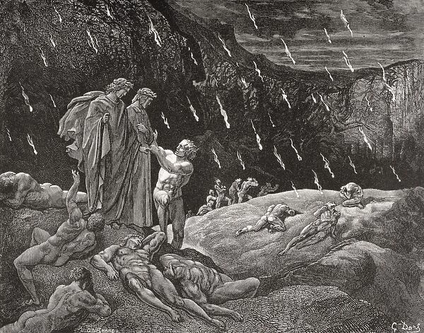 Engraving By Gustave Dore 1832-1883 French Artist And Illustrator For Inferno By Dante Alighieri Canto Xv Lines 28 And 29