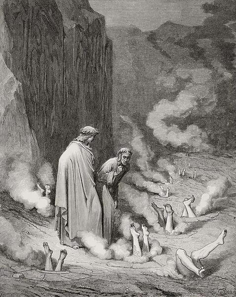 Engraving By Gustave Dore 1832-1883 French Artist And Illustrator For Inferno By Dante Alighieri Canto Xix Lines 10 And 11