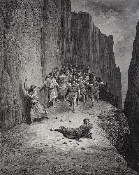Engraving By Gustave Dore 1832-1883 French Artist And Illustrator For Purgatory By Dante Alighieri Canto Xv Lines 103 To 106