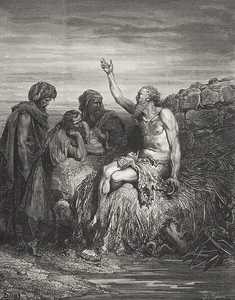 Engraving From The The Dore Bible Illustrating Job Vi 1 To 4 Job And His Friends By Gustave Dore 1832-1883 French Artist And Illustrator