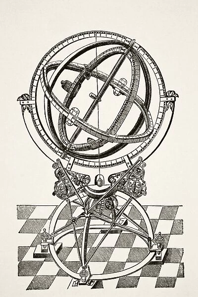 Equatorial Rings Or Circles After Copper Engraving In Book Tychonis Brahe Astronomiae Instauratae Mechanica Of 1602. From Science And Literature In The Middle Ages By Paul Lacroix Published London 1878