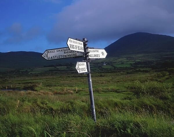 Eyeries, Co Cork, Ireland; Directional Signpost In A Remote Area