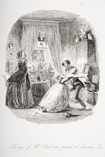 The Eyes Of Mrs Chick Are Opened To Lucretia Tox. Illustration From The Charles Dickens Novel Dombey And Son By H. K. Browne Known As Phiz