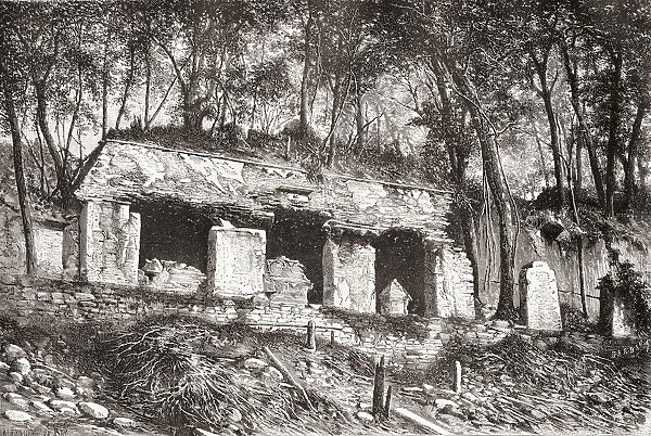 The Facade Of The Palace At Palenque, Southern Mexico In The 19th Century Before Its Restoration. From Am