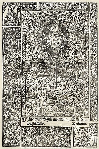 Facsimile Of The Last Judgement From Heures A Lusaige De Rome With Device Of Philippe Pigouchet Printed Paris 1498 From A Catalogue Of A Collection Of Engravings Etchings And Woodcuts By Richard Fisher Published 1879