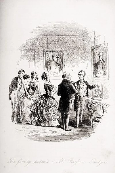 The Family Portraits At Mr. Bayham Badgers. Illustration By Phiz (Hablot Knight Browne) 1815-1882. From The Book Bleak House By Charles Dickens. Published London 1853