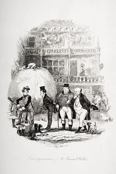 First Appearance Of Mr. Samuel Weller. Illustration From The Charles Dickens Novel The Pickwick Papers By H. K. Browne Known As Phiz