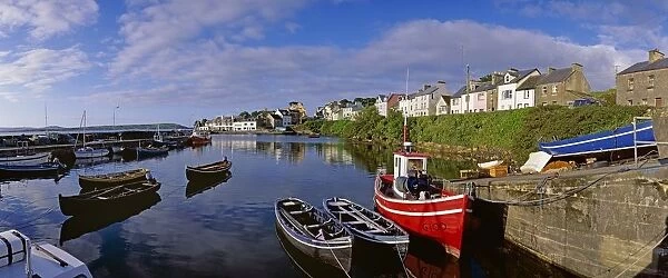 Fishing Boats Moored At A Harbor, Connemara, County Galway, Republic Of Ireland