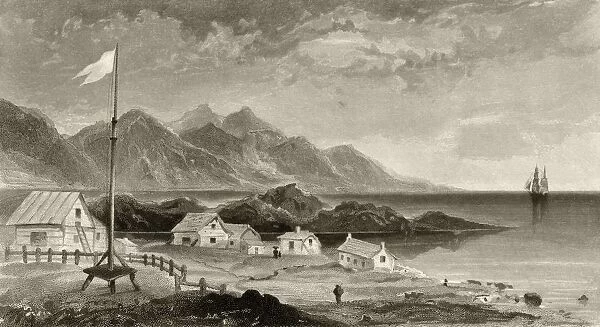 Fiskenaes From The Governors House From Arctic Explorations In The Years 1853, 54, 55 By American Explorer Doctor Elisha Kent Kane 1820 To 1857 Volume 1 Published In Philadelphia By Childs And Peterson 1856 Engraved By A. W. Graham After A Work By J. Hamilton From A Sketch By Doctor Kane