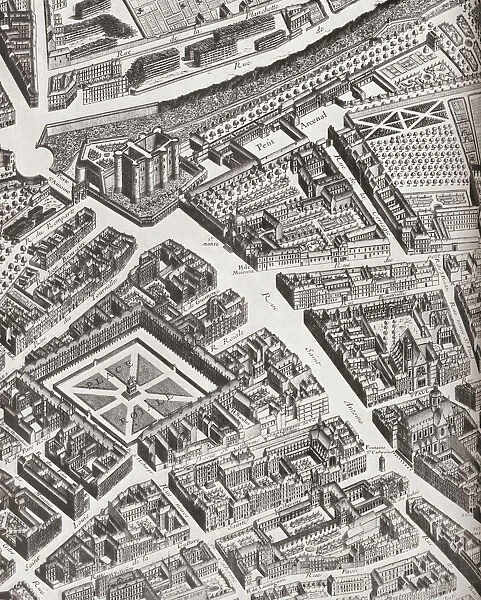 Fragment Of The Turgot Map Of Paris, France, Showing La Porte Saint-Antoine, The Great Entrance To The East Of Paris That Defended The Bastille. From A Contemporary Print