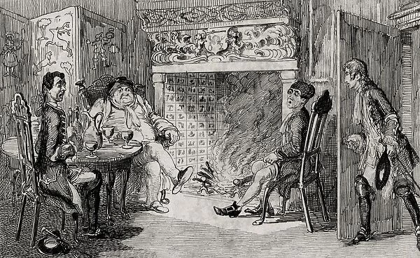 Francis Osbaldistone At Squire Inglewoods Engraving By George Cruikshank Dated 1842 Of A Scene From Sir Walter Scotts Novel Rob Roy