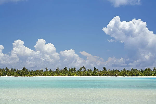 French Polynesia, Tahiti, Island With Bright Blue Sky; Maupiti, Lagoon
