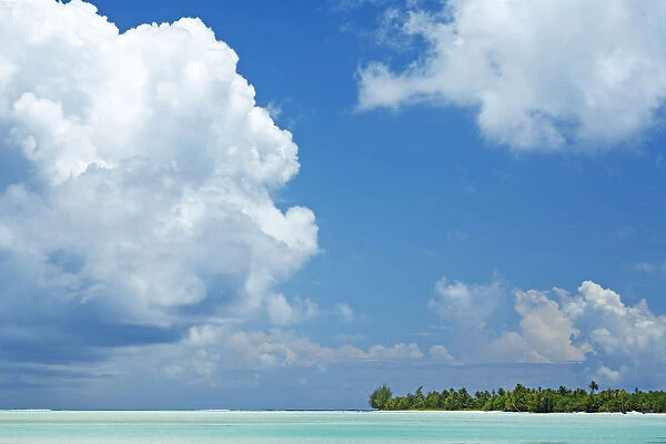 French Polynesia, Tahiti, Lagoon Beach With Blue Sky; Maupiti
