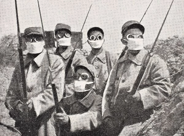 French Soldiers Wearing Gas Mask In 1915 From The War Illustrated Album Deluxe Published London 1916