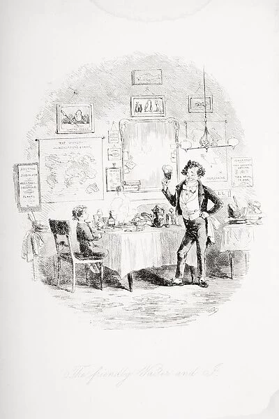 The Friendly Waiter And I. Illustration From The Charles Dickens Novel David Copperfield By H. K. Browne Known As Phiz