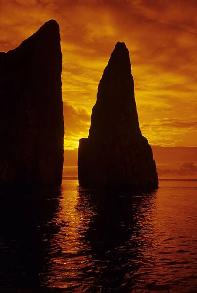 Galapagos, Orange Sunrise Over Kicker Rock