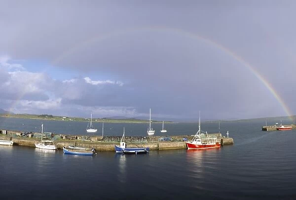 Co Galway, Roundstone Harbour, With Rainbow
