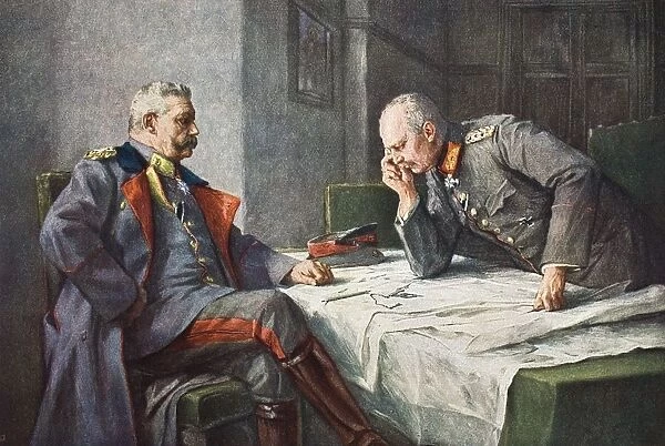 General Paul Von Hindenburg 1847 1934 And Chief Of Staff Erich Von Ludendorff 1865 1937 At The Map Table After A Painting By Hugo Vogel From Tannenberg Published Berlin 1928