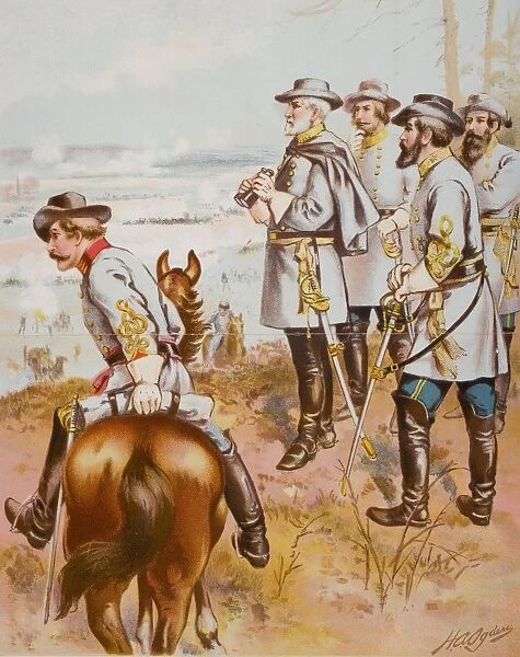 General Robert E. Lee At The Battle Of Fredericksburg December 13 1862. Artist H. A. Ogden