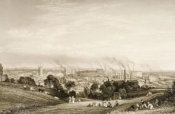 General View Of Stockport, Lancashire In 1830S Showing Cotton Mills. Drawn By G. Pickering Engraved By J. C. Varrall