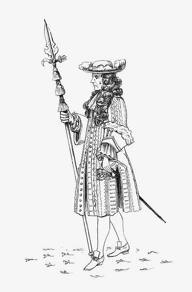 A Gentleman Pensioner, Aka The Honourable Band Of Gentlemen Pensioners, 1687. Bodyguard To The British Monarch. From The British Army: Its Origins, Progress And Equipment, Published 1868