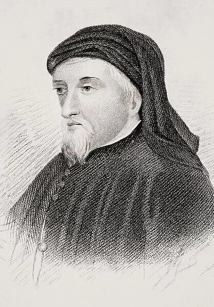 Geoffrey Chaucer C. 1342  /  3-1400 English Writer From Old Englands Worthies By Lord Brougham And Others Published London Circa 1880 s