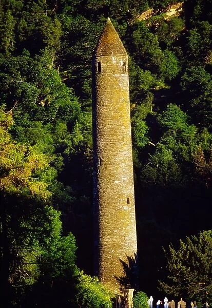 Glendalough, Co Wicklow, Ireland; Round Tower At Saint Kevins Monastic Site
