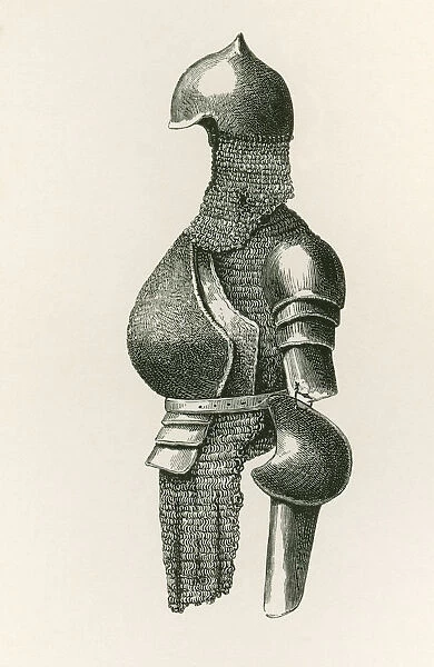 Globose Breastplate With Back Piece, Demi-Brassards And Chain, Dating From The First Half Of The 16Th Century. From The British Army: Its Origins, Progress And Equipment, Published 1868