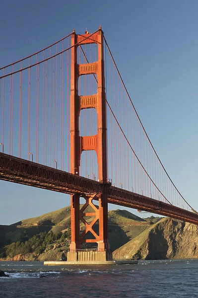 Golden Gate Bridge From Fort Point At The Entrance To San Francisco Bay, Marin Headlands Visible In Background; San Francisco, California, United States Of America