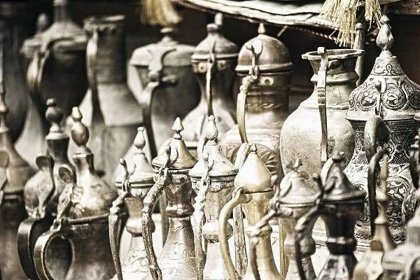 Grand Bazaar, Istanbul, Turkey; Close-Up Of Turkish Teapots