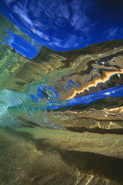 Hawaii, Abstract Underwater View Of Breaking Wave