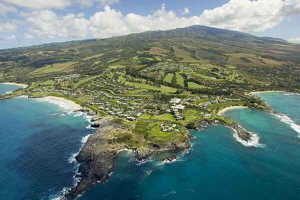 Hawaii, Maui, Aerial Of Kapalua Resort Along The Ocean
