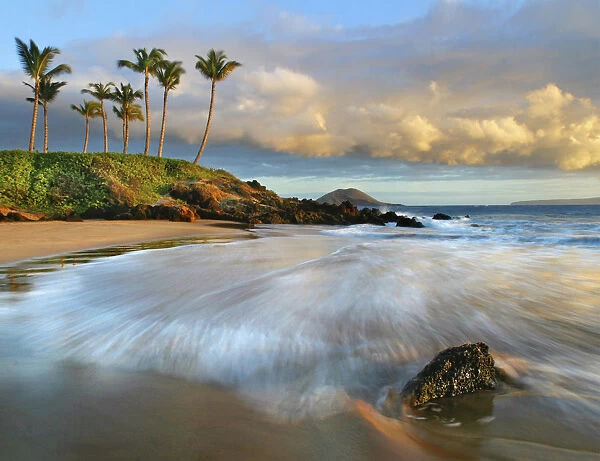 Hawaii, Maui, Makena, Secret Beach At Sunset