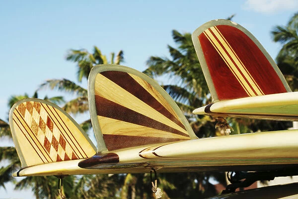 Hawaii, Oahu, Colorful Hawaiian Design Surfboards Fins