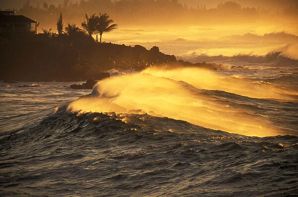 Hawaii, Oahu, North Shore, Sunset View Of Coastline