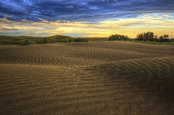 Hdr Image Of The Great Sandhills At Sunset; Saskatchewan, Canada