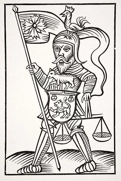 Hermensul Or Irmensul. Ancient Saxon Idol, 19Th Century Reproduction Of Woodcut From Annales Circuli Westphaliae By Herman Stangefol Dated 1656