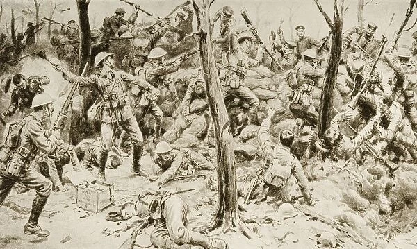 Heroes Of Delville Wood: The Glorious Defence Of The South Africans In July, 1916. Drawn By Frank Dadd