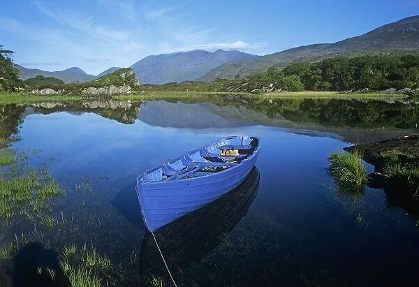 High Angle View Of A Boat In A Lake, Killarney, County Kerry, Republic Of Ireland