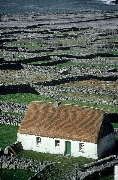 High Angle View Of A Cottage On A Landscape, Inishmaan, Aran Islands, County Galway, Republic Of Ireland