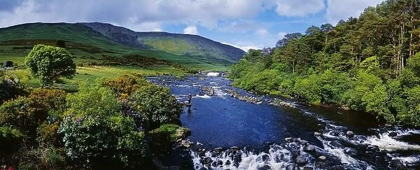 High Angle View Of A Waterfall, Aasleagh Falls, County Mayo, Republic Of Ireland