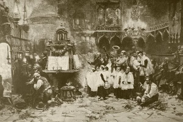 The High Mass. After A Painting By J. Benlliure, Engraved By M. Weber. From Album Artistico Published Circa 1890