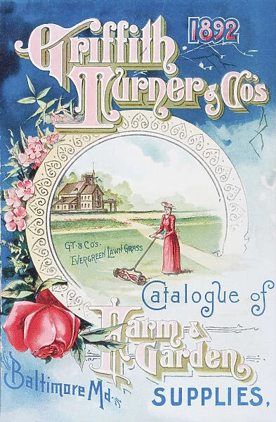 Historic Griffith Turner & Co Catalog Of Farm And Garden Supplies With Illustration Of Woman Farmer From 19th Century