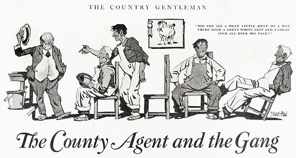 Historic Illustration Of Extension County Agent With Group Of Farmers From The Early 20th Century