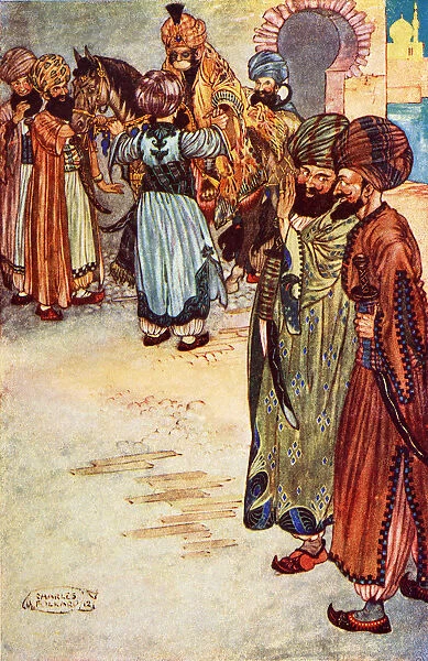 The History Of The Second Calender. Illustration By Charles Folkard From The Book The Arabian Nights Published 1917