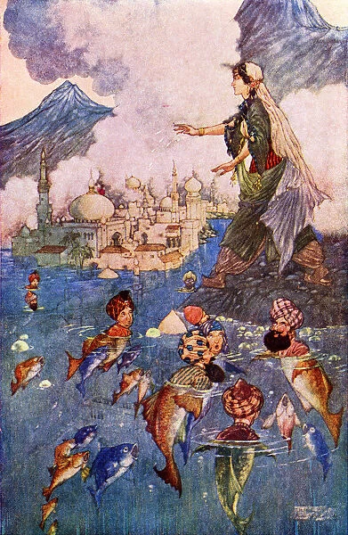 The History Of The Young King Of The Black Isles. Illustration By Charles Folkard From The Book The Arabian Nights Published 1917