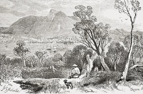 Hobart Tasmania From The Gallery Of Geography Published London Circa 1872