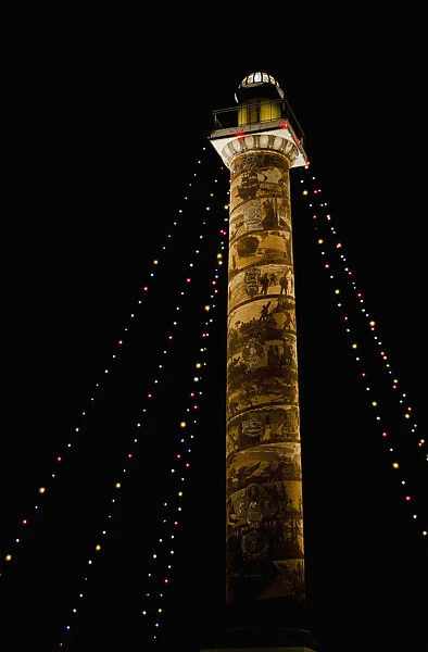 Holiday Lights Brighten The Astoria Column; Astoria, Oregon, United States Of America
