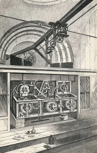 Horology. Working Parts Of The Clock At The Royal Exchange, London, England In The 19Th Century. From Cyclopaedia Of Useful Arts And Manufactures By Charles Tomlinson